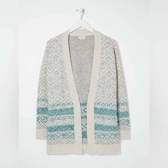 Fat Face Josie Cardigan Turquoise, Gray and White US size 6 - Picture 16 of 16
